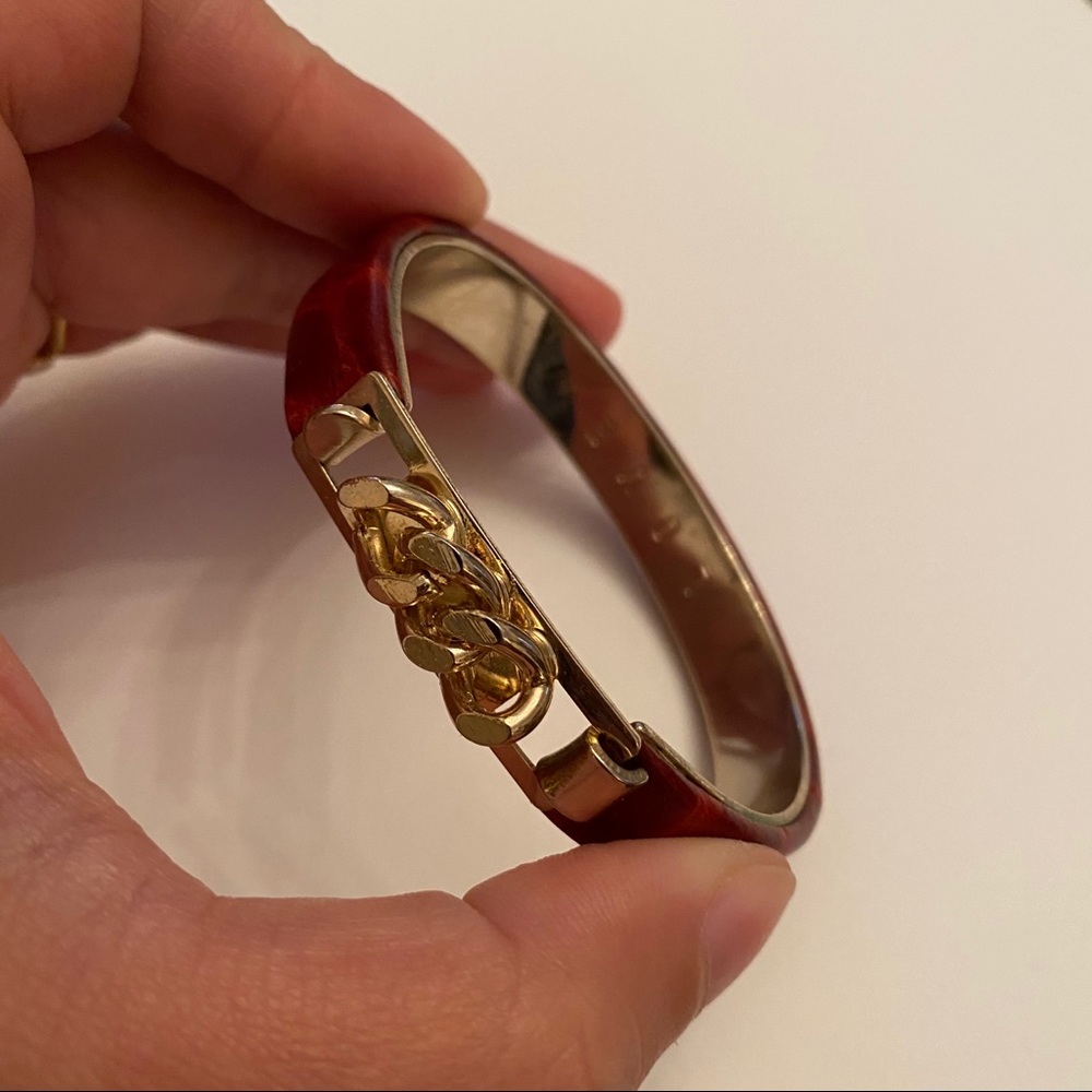 Alligator Mock Croc Gold chain Bangle Bracelet - Picture 9 of 11